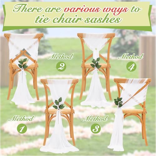 Cintas de gasa DazzWed de alta calidad para decoración sofisticada de bancos en bodas 7