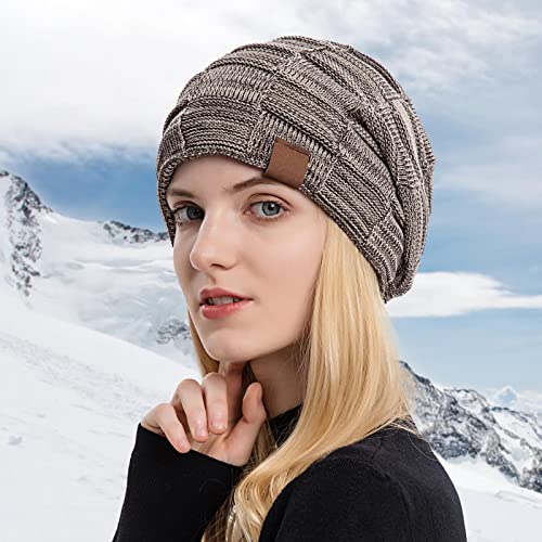 Gorro grosso para mulheres | malha quente despojado para homens e mulheres - camada dupla, chapéu ma