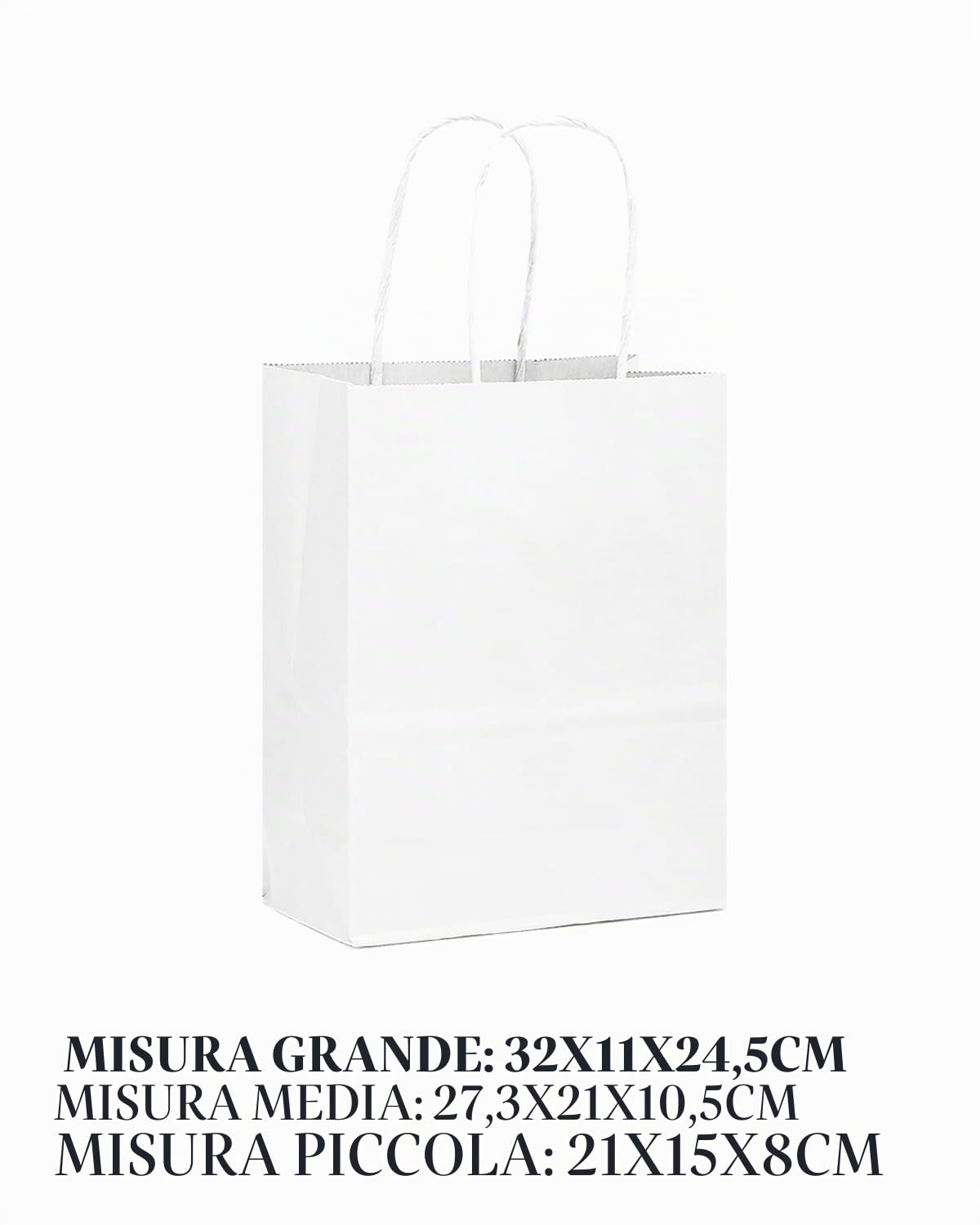 Gcardist - Buste di carta bianche con manici, confezione grande da 100 pezzi in varie dimensioni (grande – 33 pezzi, media – 33 pezzi, piccola – 34 pezzi)