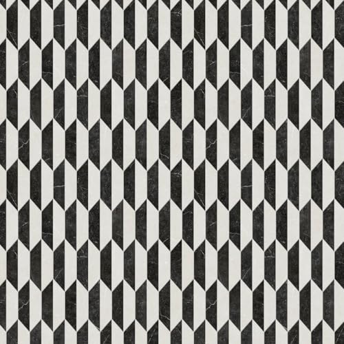 VINYL FLOORING UK Black-White Designer Effect Vinyl Flooring Sheet For Kitchen Bathroom Living Room Dining Room 2.5mm Thick With Textile Backing 10 Years Warranty-8m(26'3) X 3m(9'9)-24m²