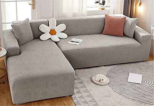 Housse canapé extensible en velours jacquard en forme de L tout compris