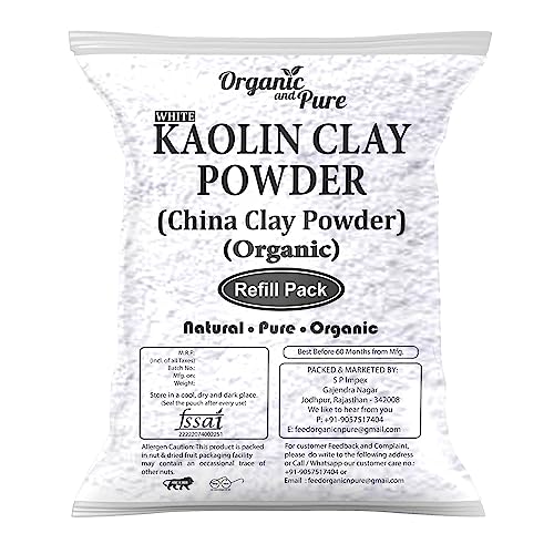 Image of Kaolin Clay Powder, Kaolin Powder for Skin Whitening Face Hair Acne, White Clay Powder, China Clay Powder, White Kaolin Clay for Skin Whitening Face Hair Acne, Light Kaolin Powder (Refill Pack) 900g