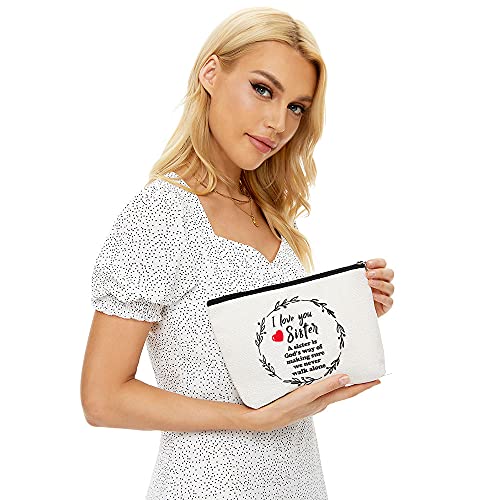 Sister Gift, Sister Makeup Bag, Gift For Sister, Best Sister Gift,Sister Birthday Gifts, Sister Cosmetic Bag, Great Gift Idea For Sibling Brother Sis Or Best Friend #TOP1