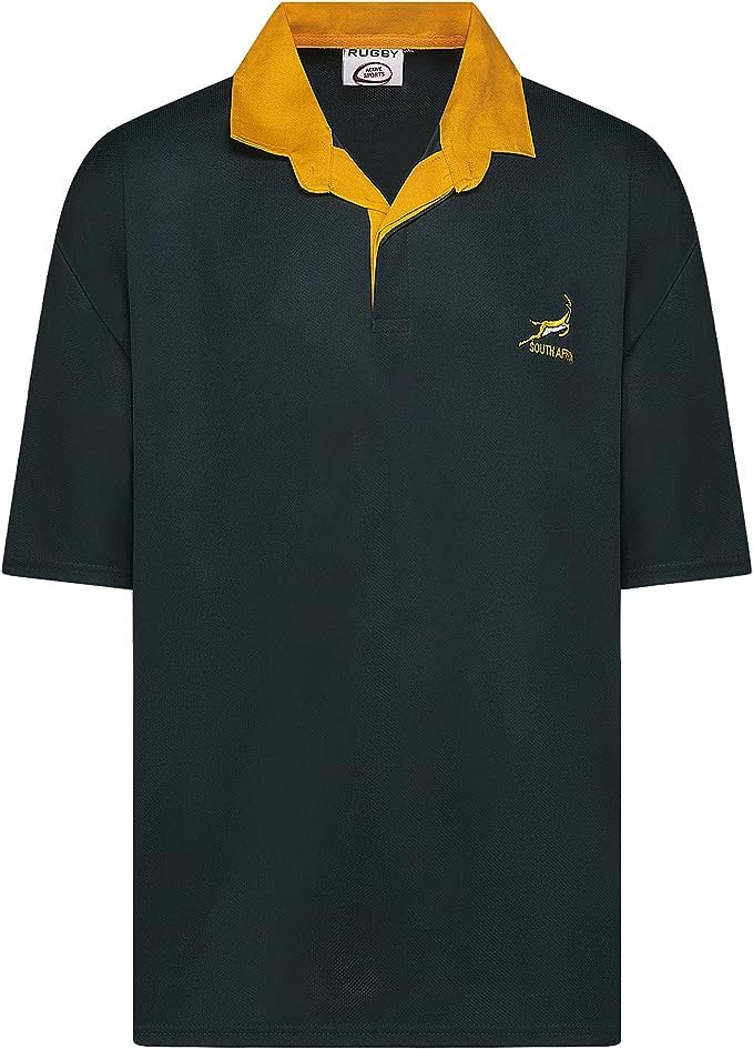 New Model UK Mens South Africa Rugby Half Sleeve T-Shirt | Button Down Collar Style | Size S to 5XL (4XL Dark Green)