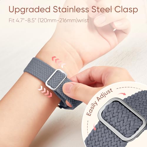 Image of Braided Stretchy Band Compatible with Apple Watch 40mm 41mm 42mm 38mm 44mm 45mm 46mm 49mm Women Men, Breathable Adjustable Nylon Sport Solo Loop Strap for iWatch Series 11 10 9 8 7 6 5 4 3 SE /Ultra 2