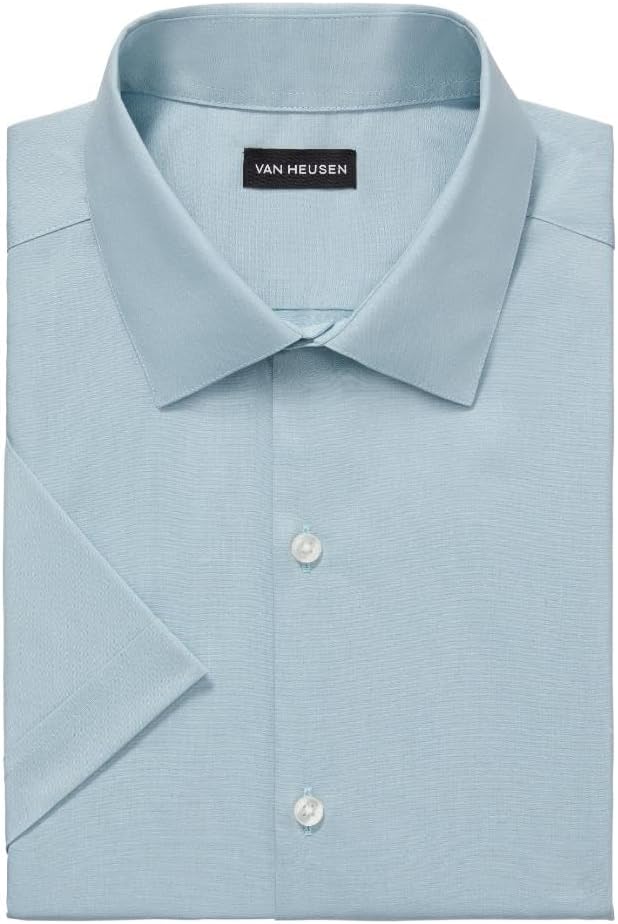 Van Heusen Mens Dress Shirt Short Sleeve Slim Fit Poplin - Image 3