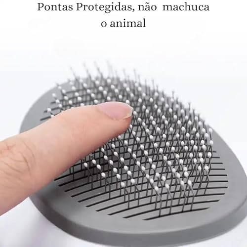Kit Escova + Pente Aço Removedor Tira Pelos Pet Animais Gatos e Cachorro