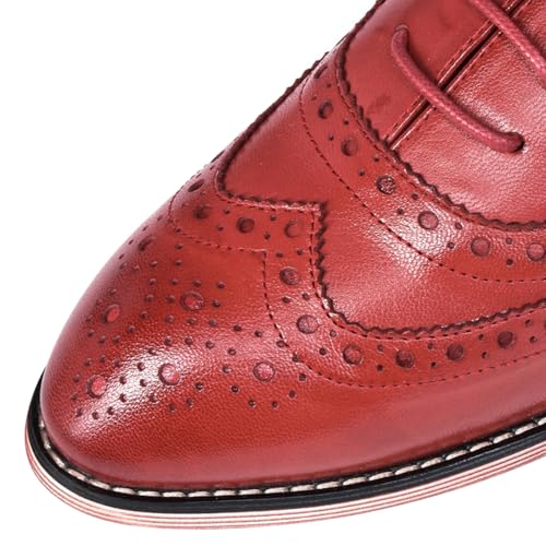 Image of Mona flying Women's Leather Perforated Lace-up Oxford Brogue Wingtip Shoes