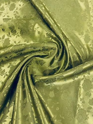 Sedona Designz 58" Wide Satin Jacquard Rose Brocade Fabric – 100% Polyester, Ideal for Dresses, Lingerie, and Tablecloths