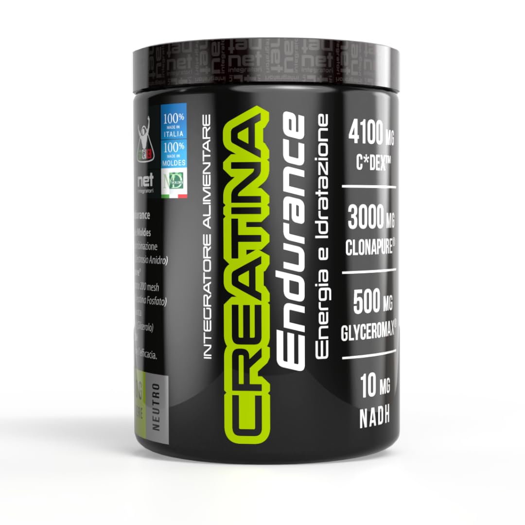 Net Integratori CREATINA ENDURANCE 360g - Creatina Monoidrata Micronizzata Clonapure - Maggiore Resistenza alla Fatica, Massimizza Forza, Potenza e Energia - Allenamenti ad Alta Intensità