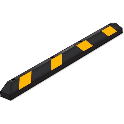 Guardian Parking Stop, Rubber Stopper and Curb with Mounting Holes, 6 Ft, Black/Yellow - Highly Visible Accessory for Car and Passenger Safety - Ideal for Job Sites, Driveways, and Garages