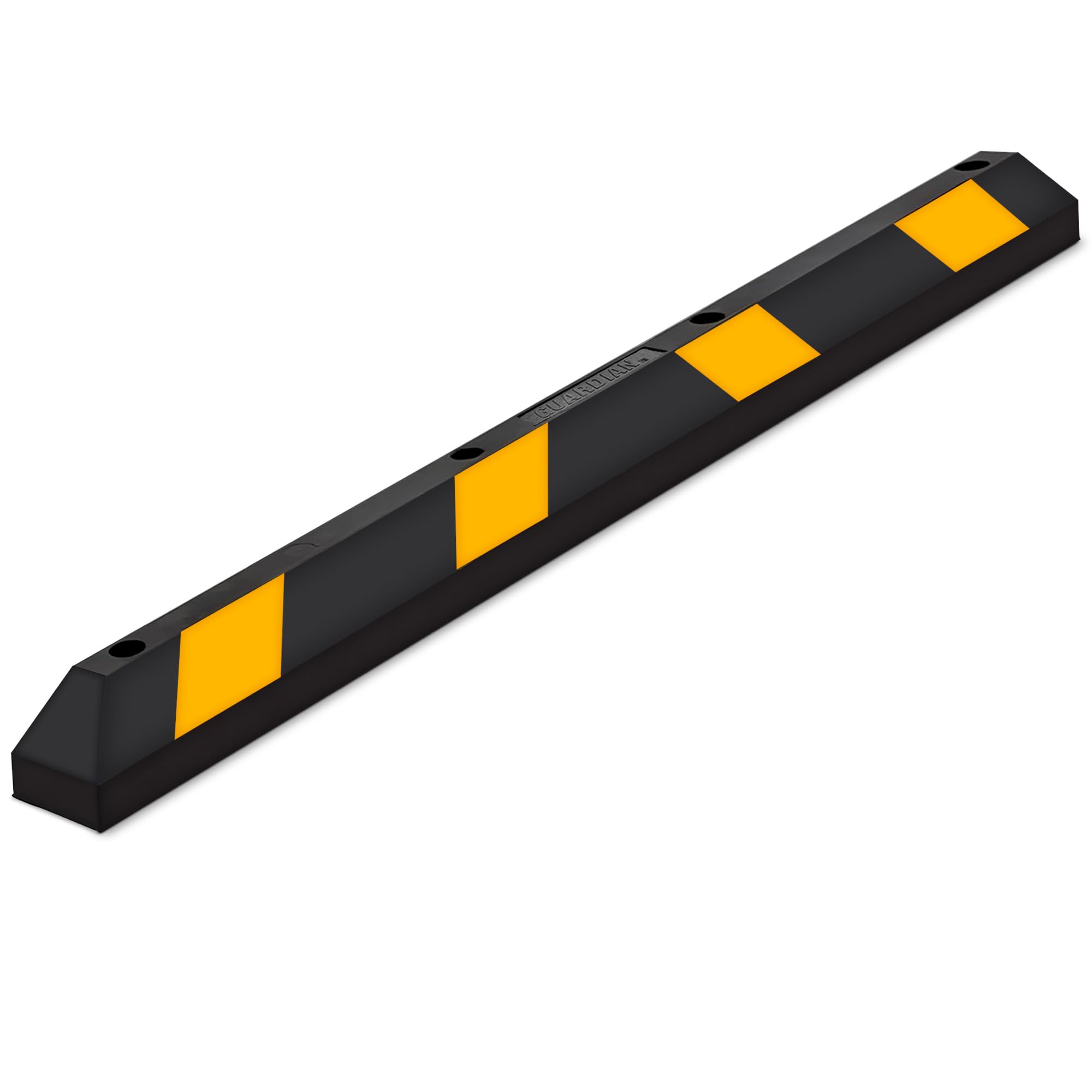 Guardian Parking Stop, Rubber Stopper and Curb with Mounting Holes, 6 Ft, Black/Yellow - Highly Visible Accessory for Car and Passenger Safety - Ideal for Job Sites, Driveways, and Garages