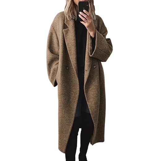 Double-Breasted Wool Blend Women's Long Winter Coat