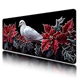 Gaming Mauspad XXL 800 x 400 mm, Mauspad Schwarz Vernähte Kanten, Mousepad Wasserdicht und rutschfeste, Schreibtischunterlage Tauben für Büro Zubehör, Verbessert Präzision und Geschwindigkeit, O-53