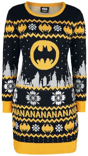BATMAN NA NA NA Frauen Mittellanges Kleid schwarz/grau/gelb S