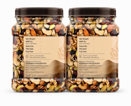 Image of Auravita Healthy Nutmix 500 * 2 gm, Dried Almonds, Black Raisins, Cashewnuts, Cranberries, Green Raisins & Many More(Pack of 2)
