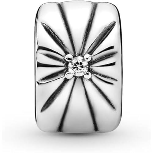 PANDORA Sparkling Sunburst Clip Charm - Compatible Moments Bracelets - Jewelry for Women - Gift for Women in Your Life - Made with Sterling Silver & Cubic Zirconia