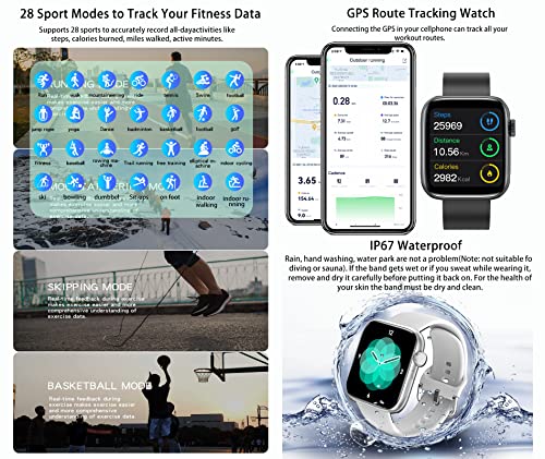 Smart Watch Answer Make Call/Voice Control For Android Ios Phones, Ip67 Waterproof Activity Tracker Smart Watches With Blood Pressure Heart Rate Spo2 Sleep, 28 Sports Watch For Women Men White #TOP3