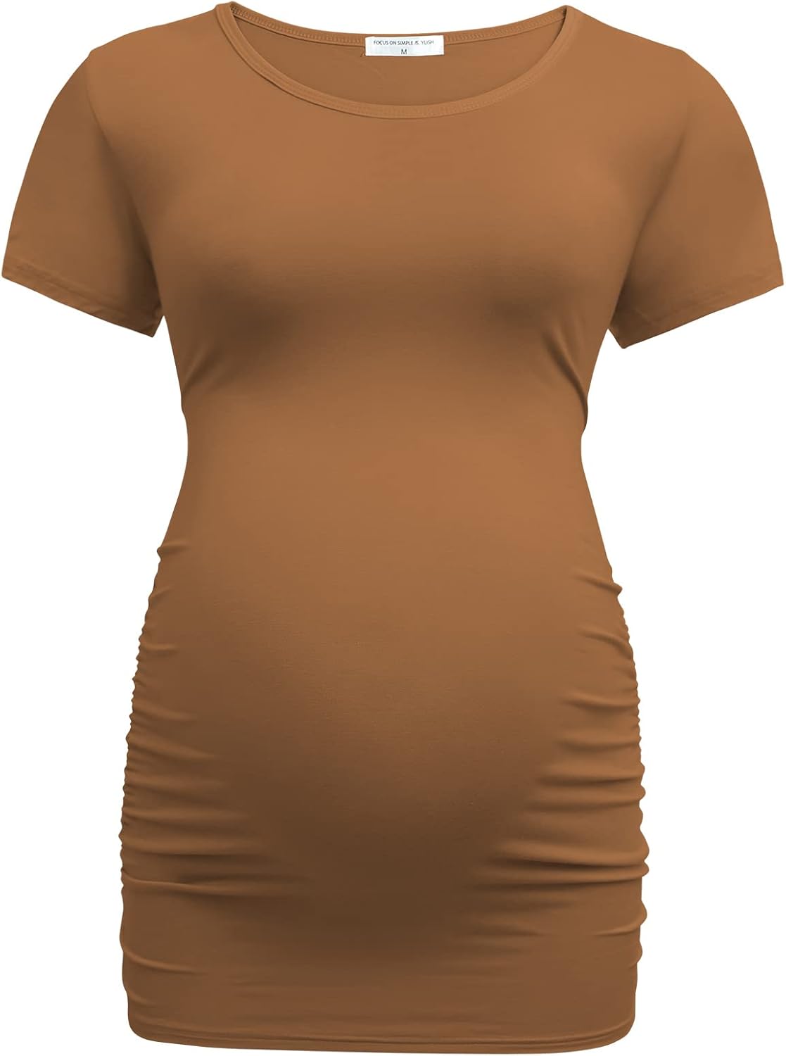 Bearsland Womens Maternity Tshirt 3 Packs Classic Side Ruched Tee Top Mama Pregnancy Clothes - Image 2