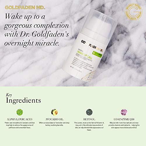 GOLDFADEN MD Dr. Goldfadens Wake Up Call Night Facial Moisturizer Night Cream for Dry & Aging Skin | w/Alpha Lipoic Acid, Avocado Oil Retinol, Co-enzyme Q10 1.7 fl. oz