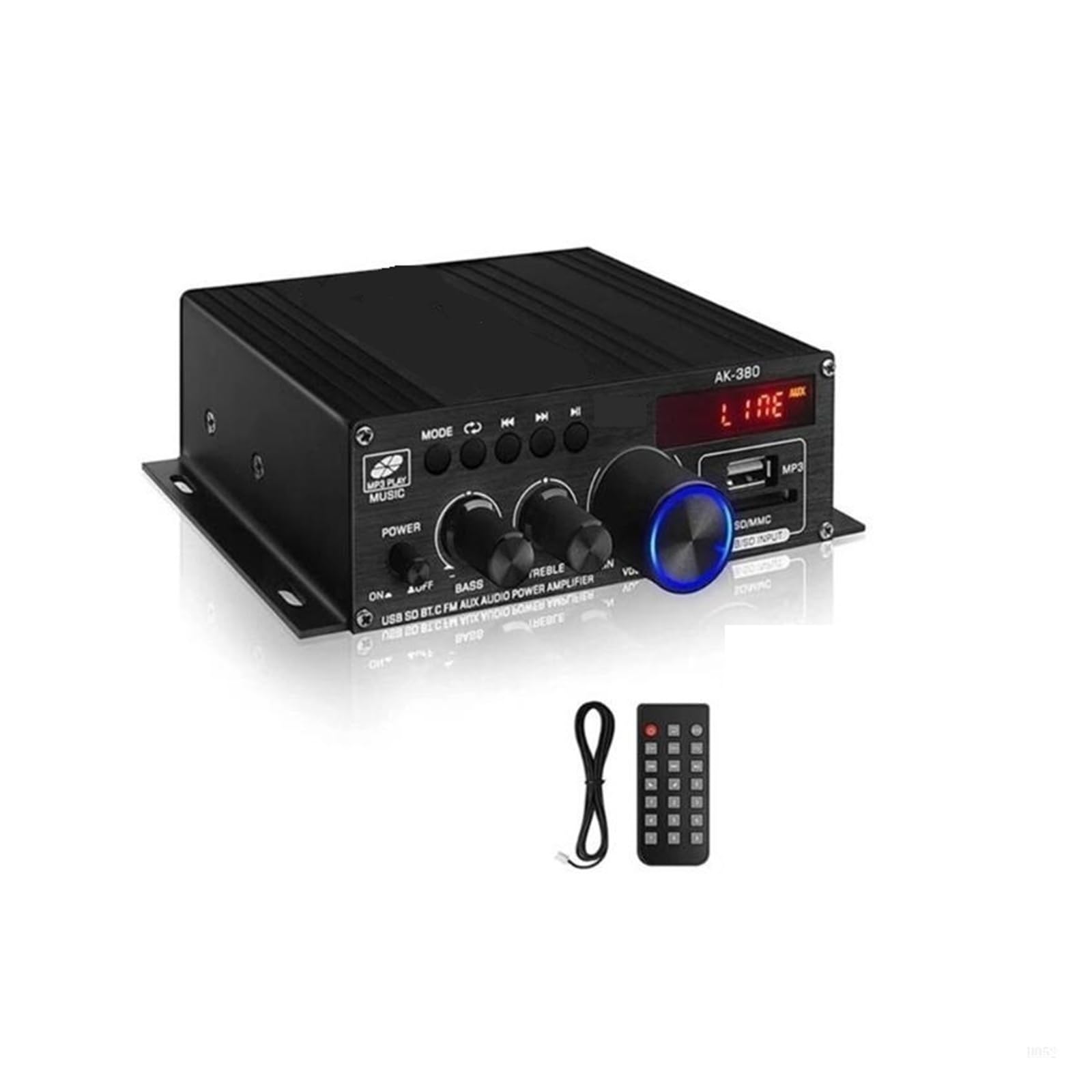 Verstärker for mehrere Geräte, ferngesteuert, Bluetooth-kompatibel 5.0, USB, AUX, RCAs, UKW-Radio Fürs Heimkino