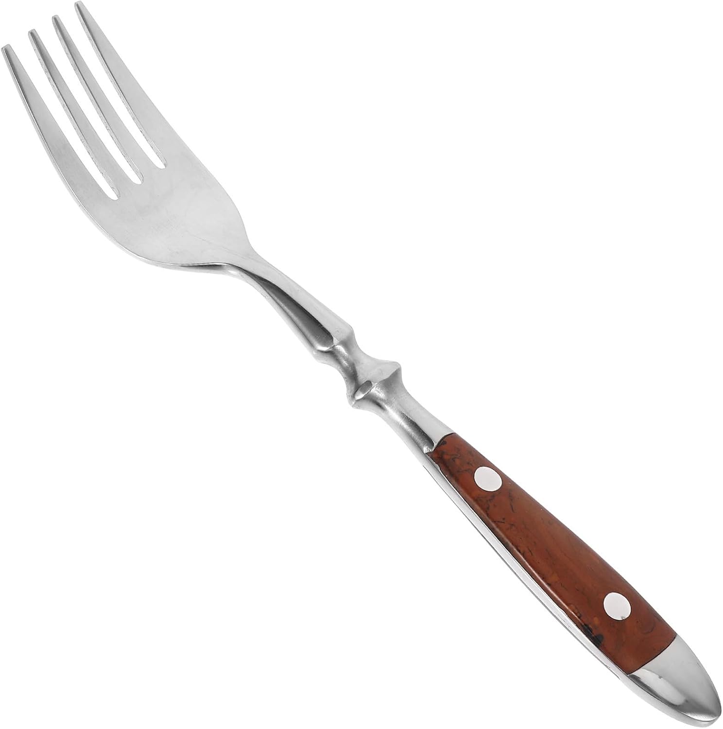 Outanaya Wood Handle Fork Stainless Steel Dessert Fork with Comfortable Grip and Ergonomic Design for Household Tableware and Dining