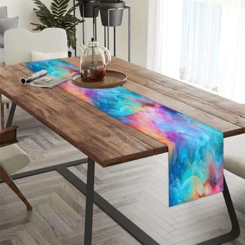 Chemin de table abstrait long pour habiller et protéger une grande table - 4
