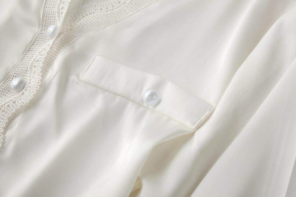 Pijamas De Mujer,Conjunto De Pijama De Satén De Seda De Hielo De 2 Piezas Elegante Con Cuello En V Ropa De Dormir Fina Con Botones Y Manga Larga De Color Puro Pantalones Comfy Loungewear Para Damas,