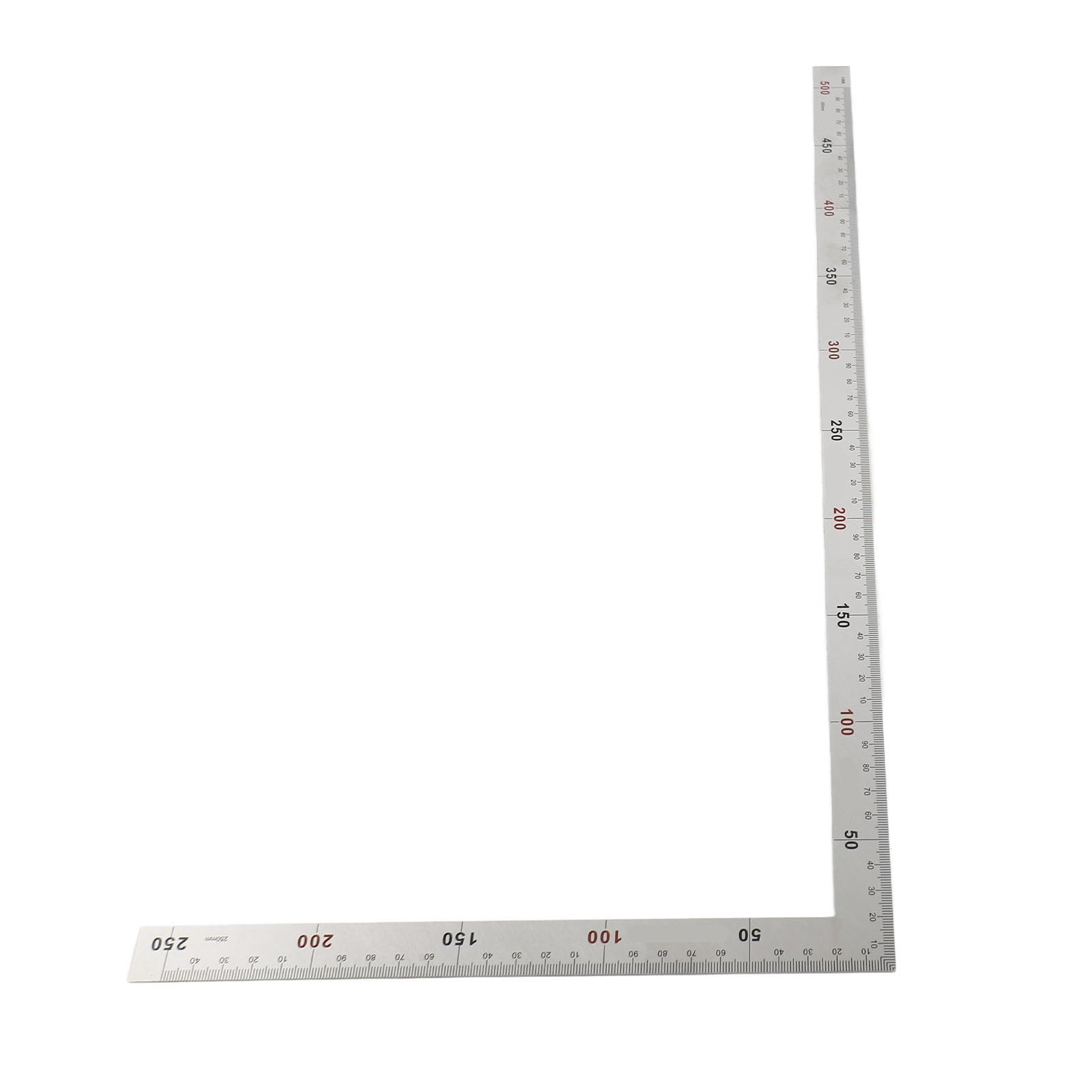 Oumefar Kadrowanie Kwadrat, Stal Nierdzewna 90 Stopni Linijka Kątowa Pomiar Kwadratowe Narzędzie Stolarz Kwadratowy, Metalowy Kształt Litery L Kwadratowa Linijka(500mm*250mm)