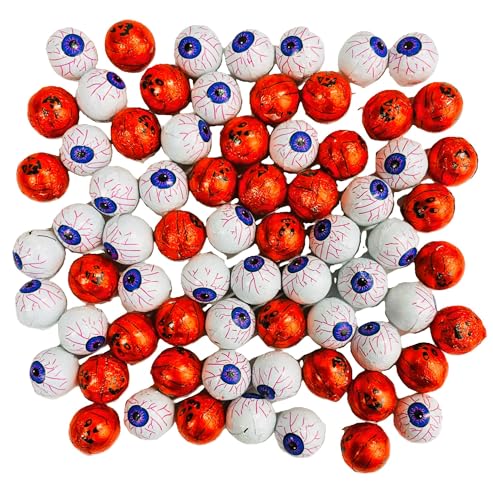 OYOY 385g Halloween Kürbis Schokobälle und Augen I Milchschokolade mit Milchcremefüllung I Ideal als Halloween Deko und zum Nachen und Verteilen