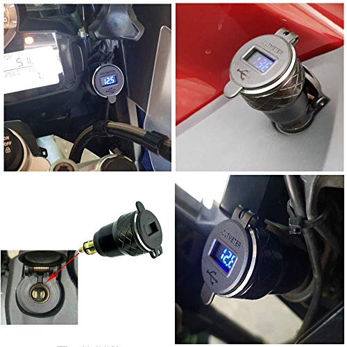 Imestou Aluminium Din Hella Usb Plug To Dual Usb Charger Adapter With Led Voltmeter Waterproof For 12V/24V Bmw Ducati Motorcycles #TOP7
