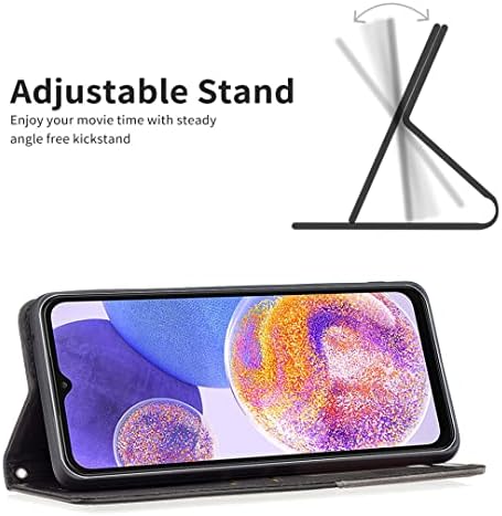 Samsung A13 4G/5G Case, Samsung A04S Case, Cute Shockproof New PU Leather Wallet Flip Cases with Stand Magnetic Card Holder Silicone Bumper Folio Slim Phone Cover for Samsung Galaxy A13 / A04S Black