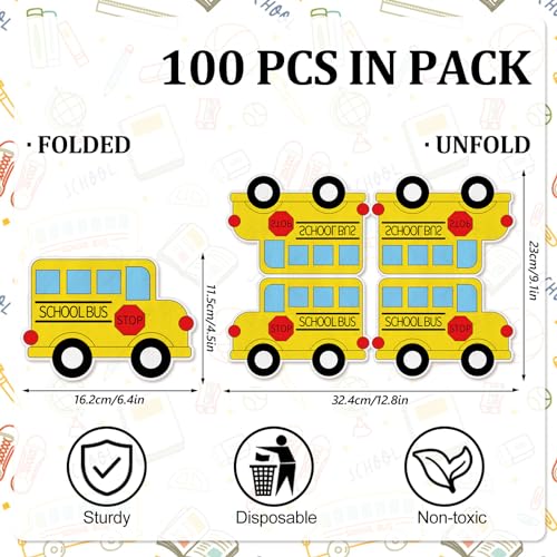 Image of Whaline 100Pcs Back to School Paper Napkin Yellow School Bus Disposable Napkins School Season Luncheon Dinner Napkin for First Day of School Party Supplies