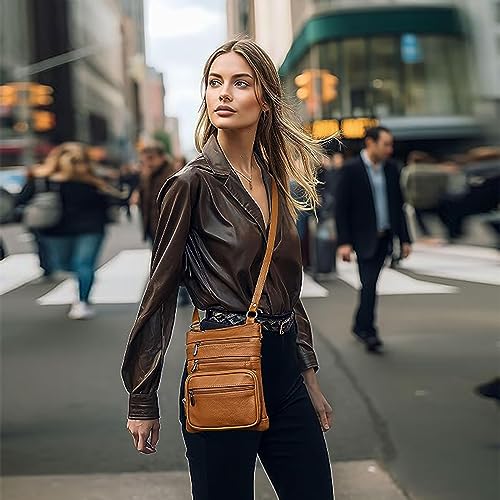 Krediz Leather Crossbody purses for Women - travel bag with 4 Zippers, Soft & Durable Purses for Women Trendy4