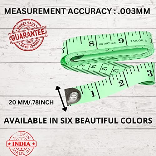 Soft Tape Measure for Body Measuring Tape Soft Sewing Tailor Fabric Cloth Tape Measure for Weight Loss Flexible Ruler Double Scale 150cm/60inch (Green)