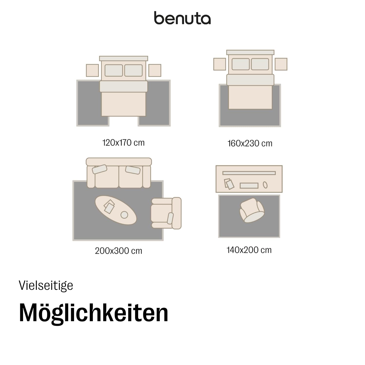benuta Basic Waschbarer Teppich George - Multicolor 200x300 cm - Kunstfaser - Rechteckig & im Style: Kelim, Ethno-Style, Shabby Chic - Pflegeleicht für Wohnzimmer Schlafzimmer