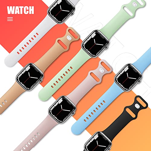 (6 Pack) Sport Band Compatible with Apple Watch Bands 38mm 40mm 41mm 42mm 44mm 45mm 49mm, Soft Silicone Replacement iwatch Strap Bands Compatible for Apple Watch Ultra SE Series 8 7 6 5 4 3 2 1 Men — view 2