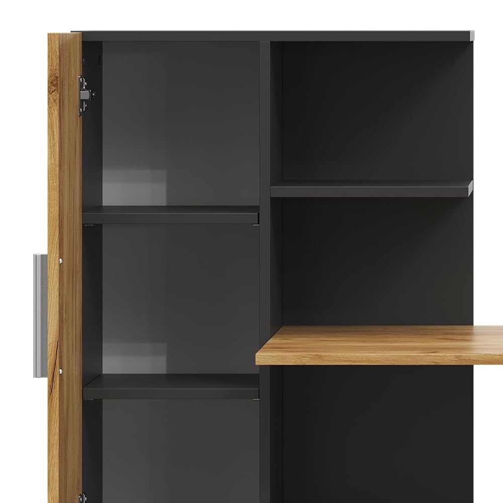 Vicco Bureau Tomy, Anthracite/chêne doré, 150x59cm, avec des espaces de Rangement Ouverts pour Un Stockage organisé