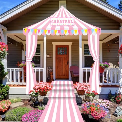 Image of Fanfanwin 4 Pcs Carnival Circus Tent Decorations Carnival Entryway Door Party Decor Awning Hanging Banner Aisle Runners Supply for Circus Theme Birthday Celebration(Exquisite)