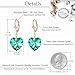 Austrian Crystal Heart Drop Leverback Earrings for Women Fashion Dangle Earring 14K Rose Gold Plated Hypoallergenic Jewelry (Emerald)