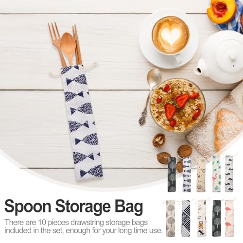 Fundas de cubiertos de lino reutilizables pack 10 para acampada 8