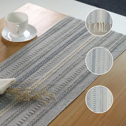 The Art Box Boho Cotton Fabric Table Runner Gray - Image 2