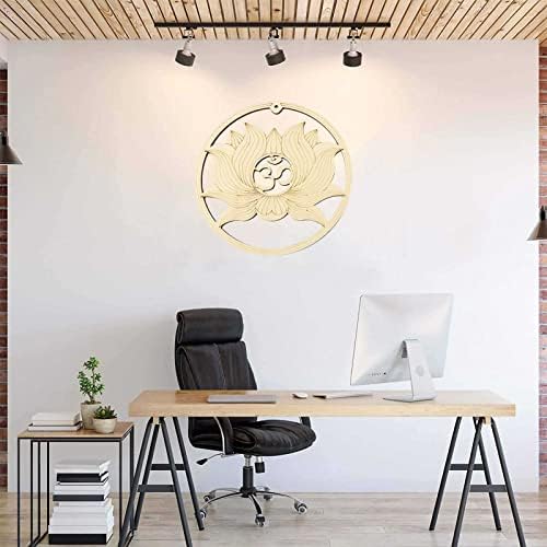 Angel&H Sacred Symbol Wood Wall Art, Yoga Meditation Wood Wall Sculpture, Hollow Wood Wall Sign, 12-inch Natural Log Wall Decoration