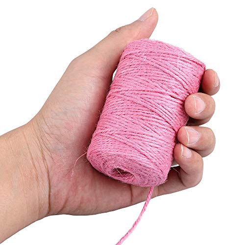 Image of KINGLAKE Pink Jute Twine, 328 Feet, 2mm, Light, Twisted, Perfect for Arts, Crafts, Weddings, Christmas, Valentines Day Gifts