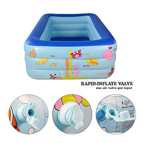 WateBom Inflatable Family Swimming Center Pool with Inflatable Soft Floor, 70 inches Ocean World Kids Swimming Pool - Thumbnail 3