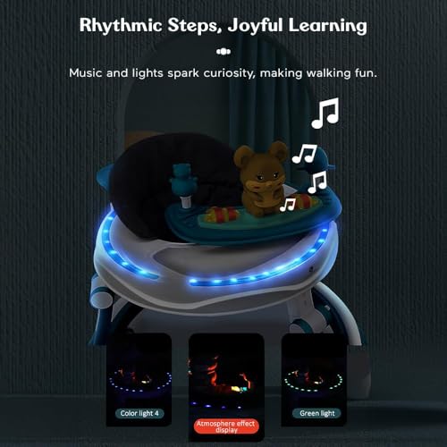 Image of StarAndDaisy Walker for Kids for 6 to 18 Months, Intergrated RGB Lights Baby Walker Boys & Girls with 7 Level Height Adjustment, Walker Baby with Switchable Food & Musical Toy Tray (Blue)
