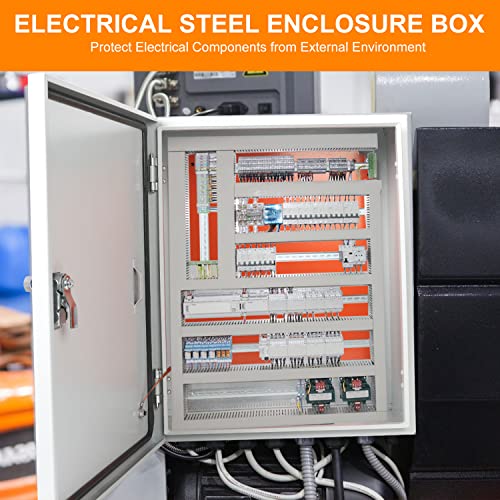 Cold Rolled Steel Electrical Box 23.6'' X 20'' X 8'' Indoor/Outdoor Thick Electrical Enclosure Box With Mounting Plate Ip66 Weatherproof Anti-Rust And Anti-Corrosion (23.6'' X 20'' X 8'') #TOP1