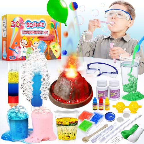 JOPSHEEN Kit de Ciencias con 30+ Experimentos para Niños, Juguete Stem Educativo Erupcción Volcan, Pelotas Saltarinas, Laboratorio de Quimica