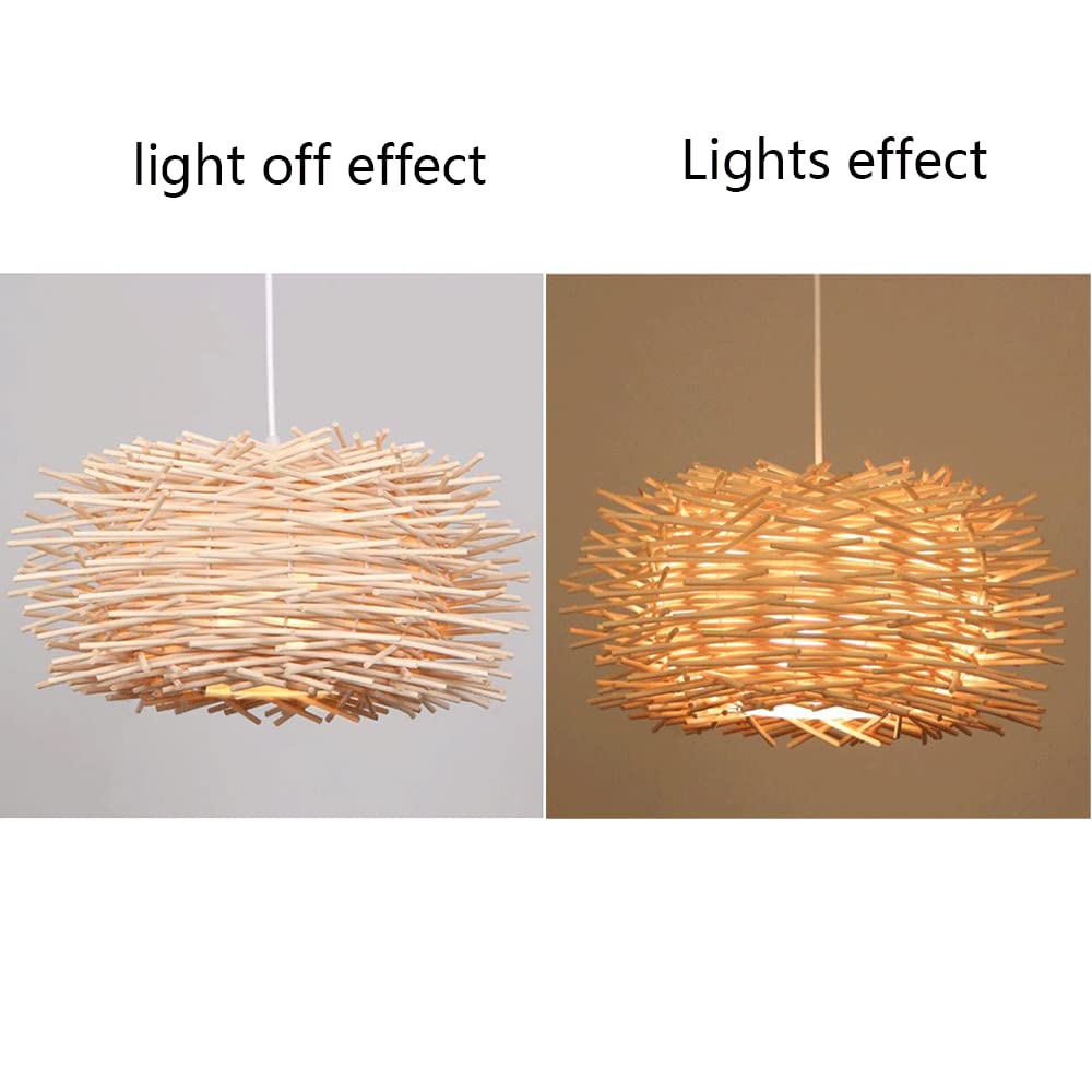 Candelabro Nido Pájaro Mimbre Redondo Irregular Luz Ratán Hueca Beige Brillo Lateral Araña Bambú Natural Tejida Mano Accesorio Iluminación Clásico Sombra Antigua Linterna Techo Diseño Creativo