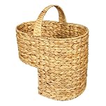 Woodluv Water Hyacinth Stair Basket/Step Storage Basket with Handle, Large, Natural